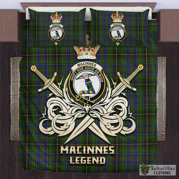 MacInnes Tartan Bedding Set with Clan Crest and the Golden Sword of Courageous Legacy