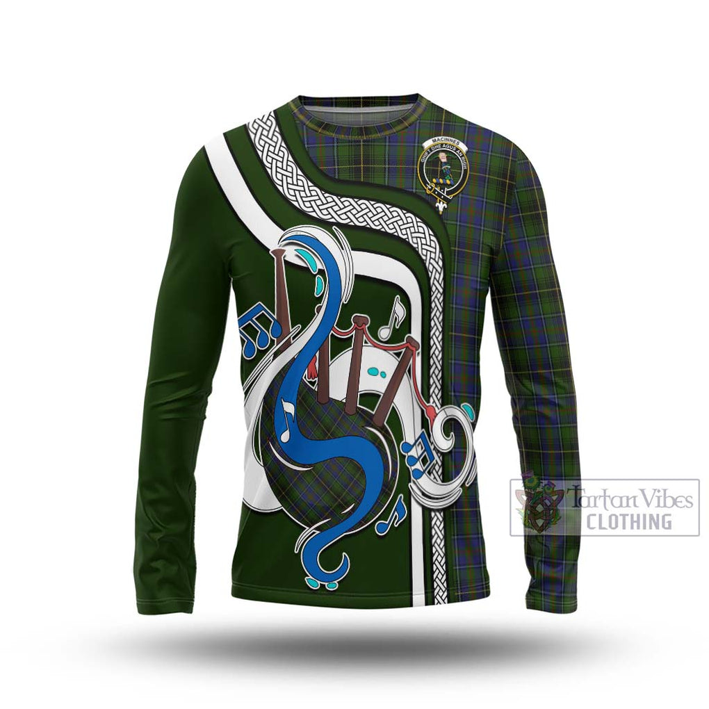 Tartan Vibes Clothing MacInnes Tartan Long Sleeve T-Shirt with Epic Bagpipe Style