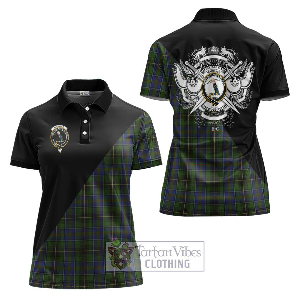 MacInnes (McInnes) Tartan Women's Polo Shirt with Family Crest and Military Logo Style Women - Tartanvibesclothing Shop