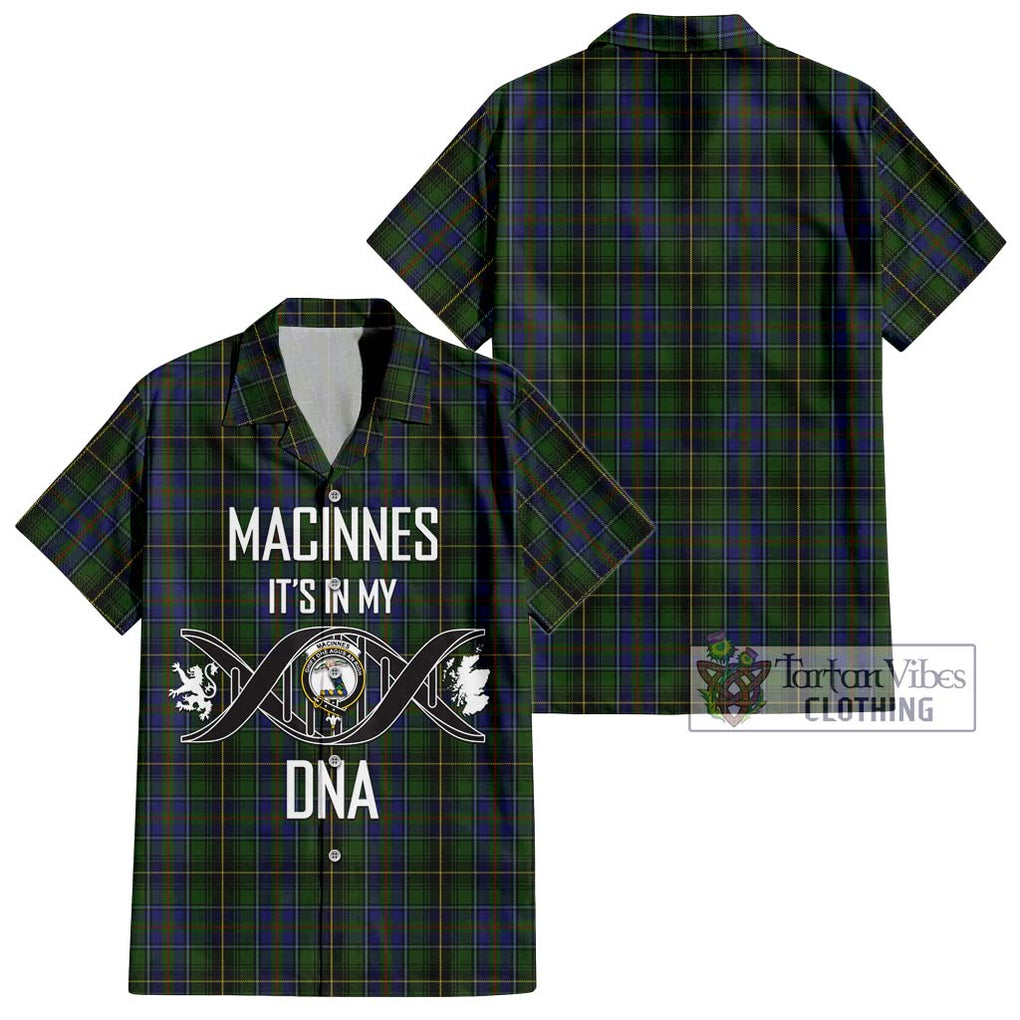 MacInnes (McInnes) Tartan Short Sleeve Button Shirt with Family Crest DNA In Me Style Kid - Tartanvibesclothing Shop