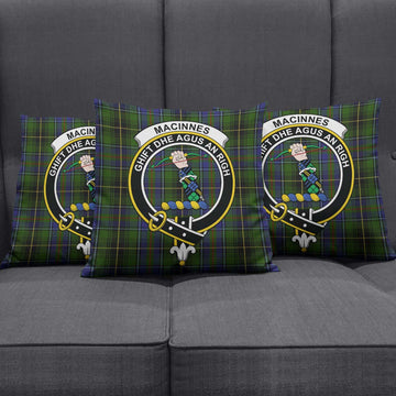 MacInnes Tartan Pillow Cover with Family Crest