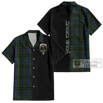 MacInnes (McInnes) Tartan Short Sleeve Button Shirt with Family Crest and Half Of Me Style