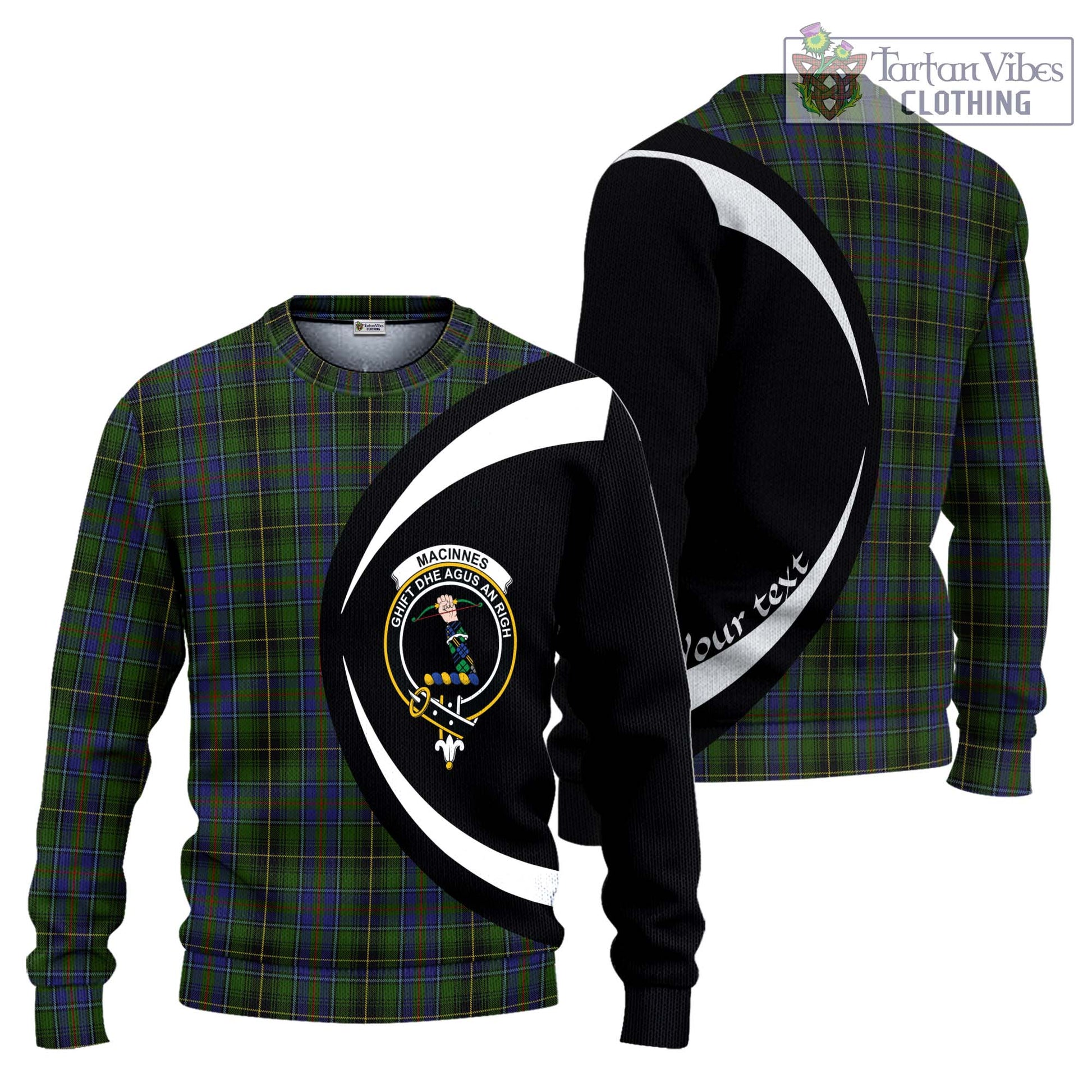 MacInnes (McInnes) Tartan Knitted Sweater with Family Crest Circle Style Unisex - Tartan Vibes Clothing