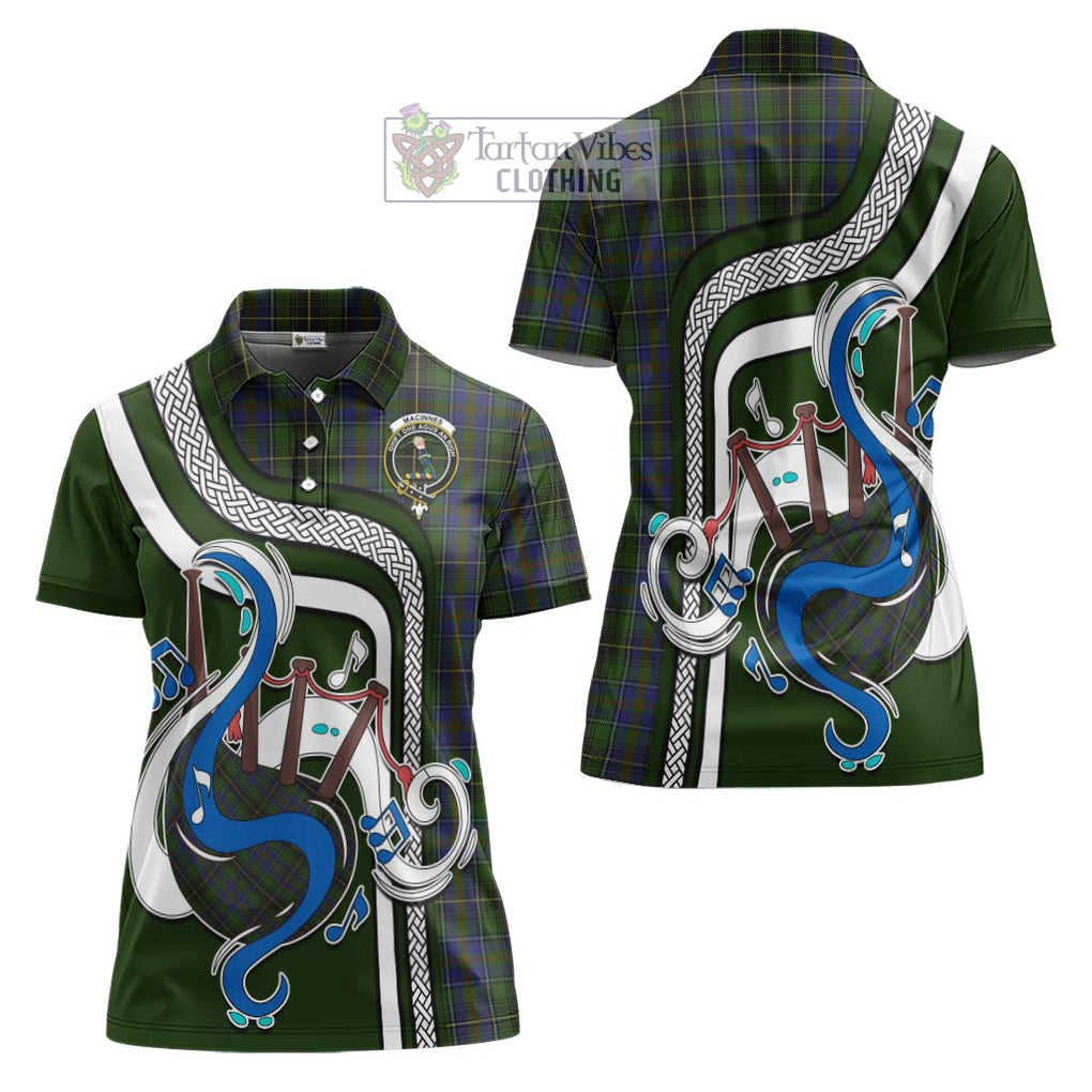 MacInnes (McInnes) Tartan Women's Polo Shirt with Epic Bagpipe Style Women - Tartanvibesclothing Shop