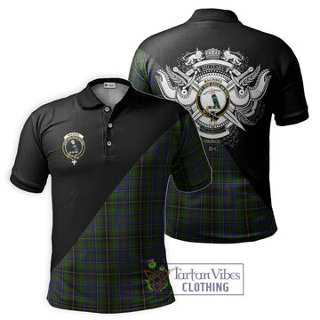 MacInnes (McInnes) Tartan Polo Shirt with Family Crest and Military Logo Style