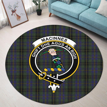 MacInnes (McInnes) Tartan Round Rug with Family Crest