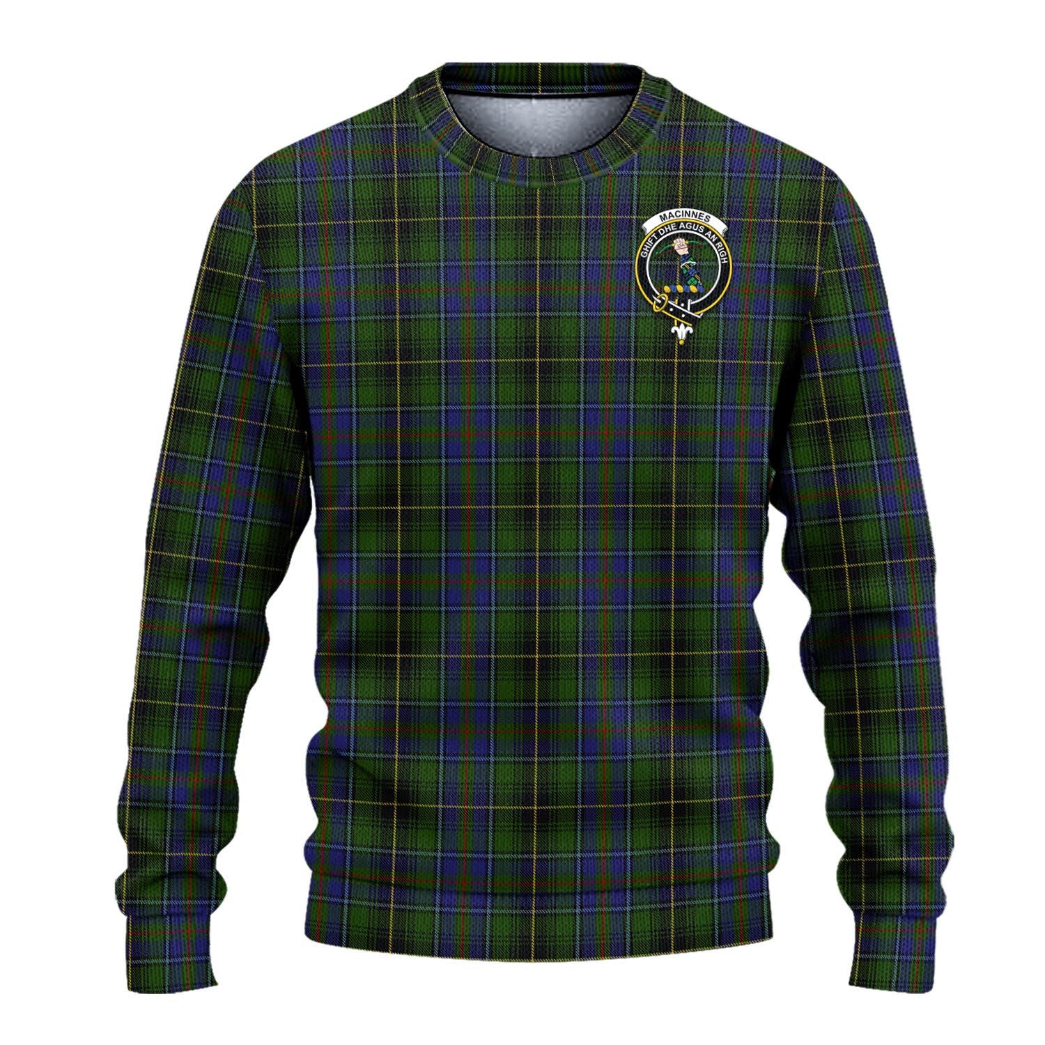 MacInnes Tartan Knitted Sweater with Family Crest - Tartanvibesclothing