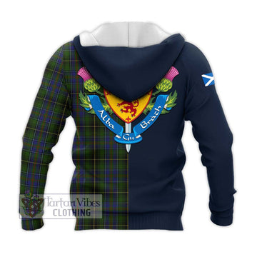 MacInnes (McInnes) Tartan Knitted Hoodie Alba with Scottish Lion Royal Arm Half Style