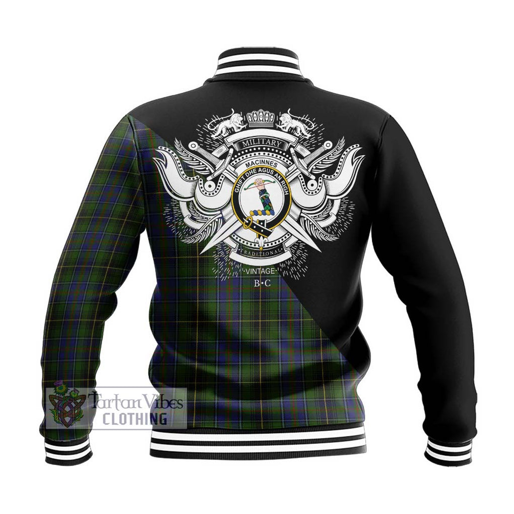 MacInnes (McInnes) Tartan Baseball Jacket with Family Crest and Military Logo Style - Tartanvibesclothing Shop