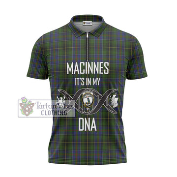 MacInnes (McInnes) Tartan Zipper Polo Shirt with Family Crest DNA In Me Style