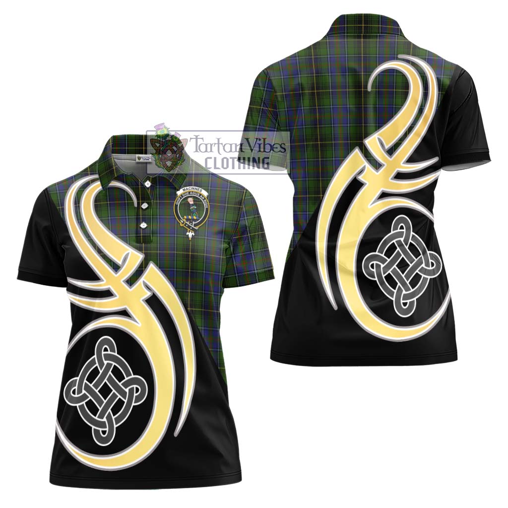 MacInnes (McInnes) Tartan Women's Polo Shirt with Family Crest and Celtic Symbol Style - Tartan Vibes Clothing