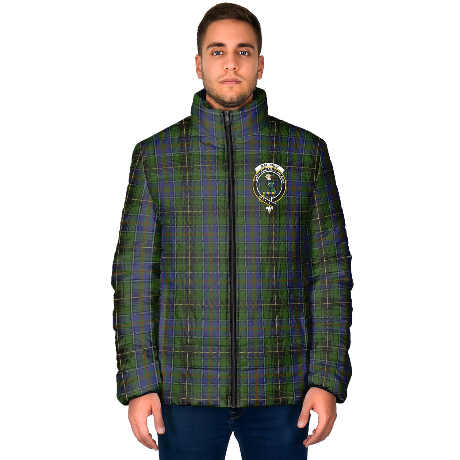 MacInnes (McInnes) Tartan Padded Jacket with Family Crest - Tartan Vibes Clothing