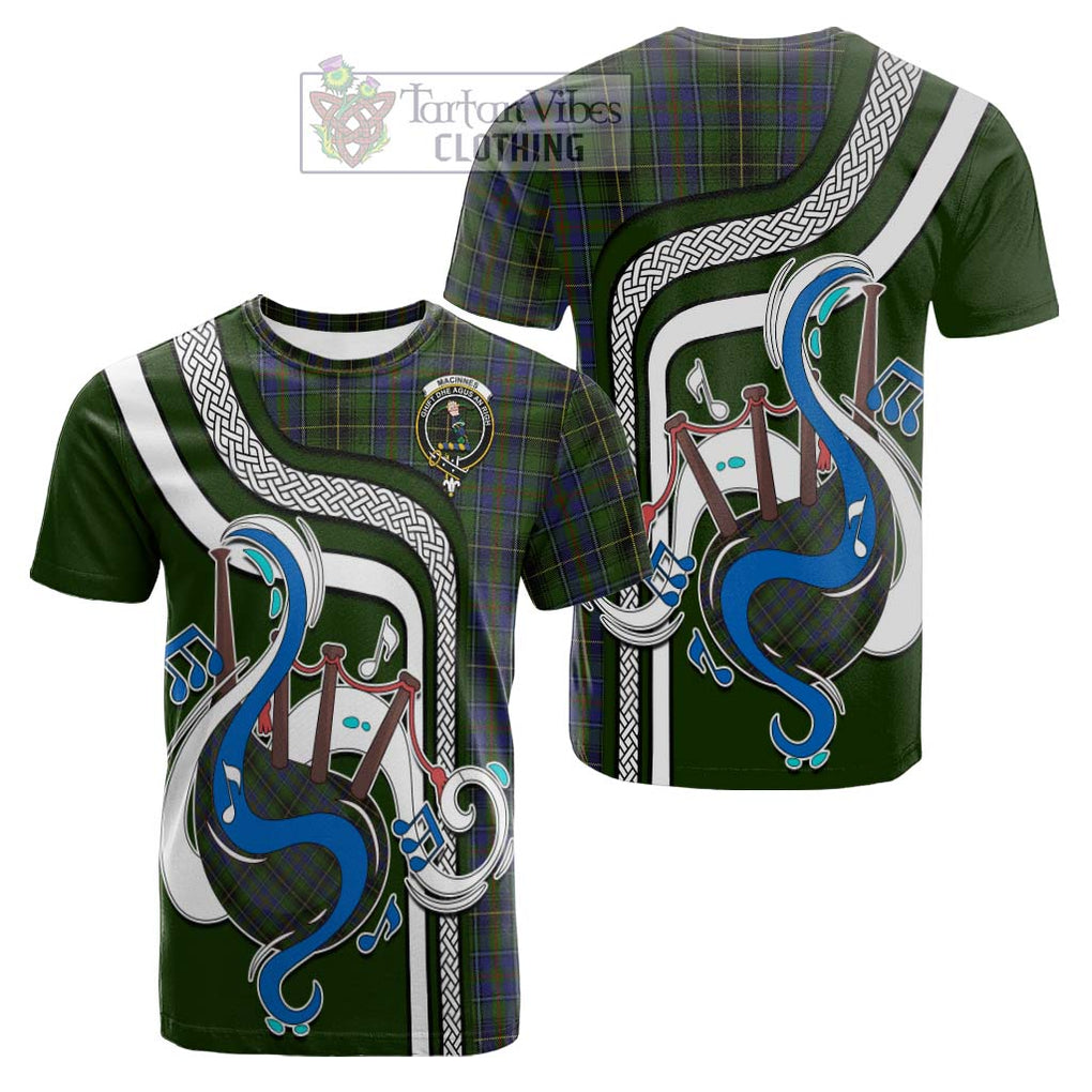 Tartan Vibes Clothing MacInnes Tartan Cotton T-shirt with Epic Bagpipe Style