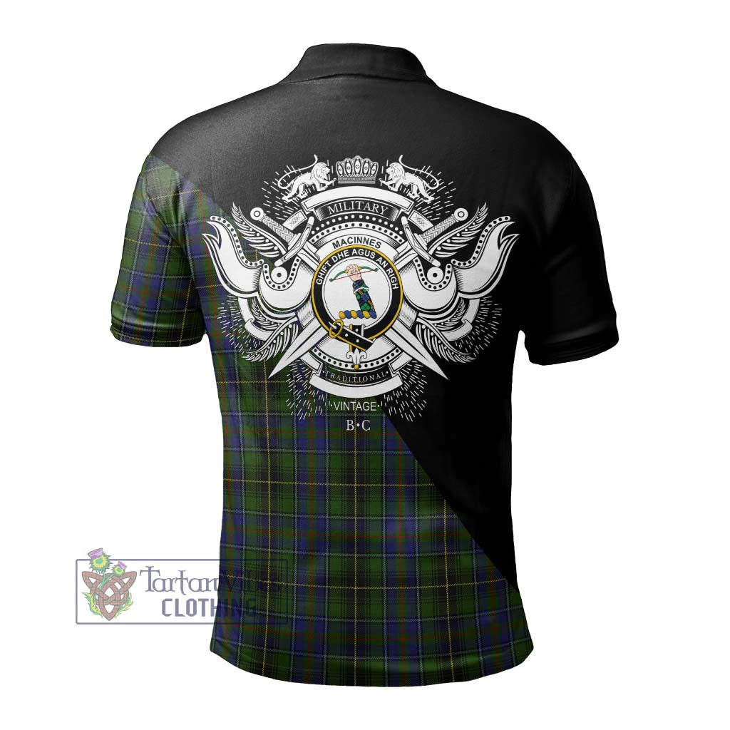 Tartan Vibes Clothing MacInnes Tartan Polo Shirt with Family Crest and Military Logo Style