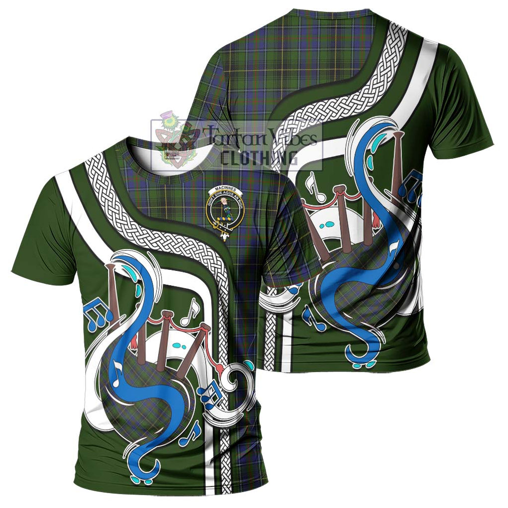 MacInnes (McInnes) Tartan T-Shirt with Epic Bagpipe Style - Tartanvibesclothing Shop