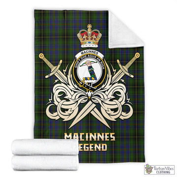 MacInnes Tartan Blanket with Clan Crest and the Golden Sword of Courageous Legacy