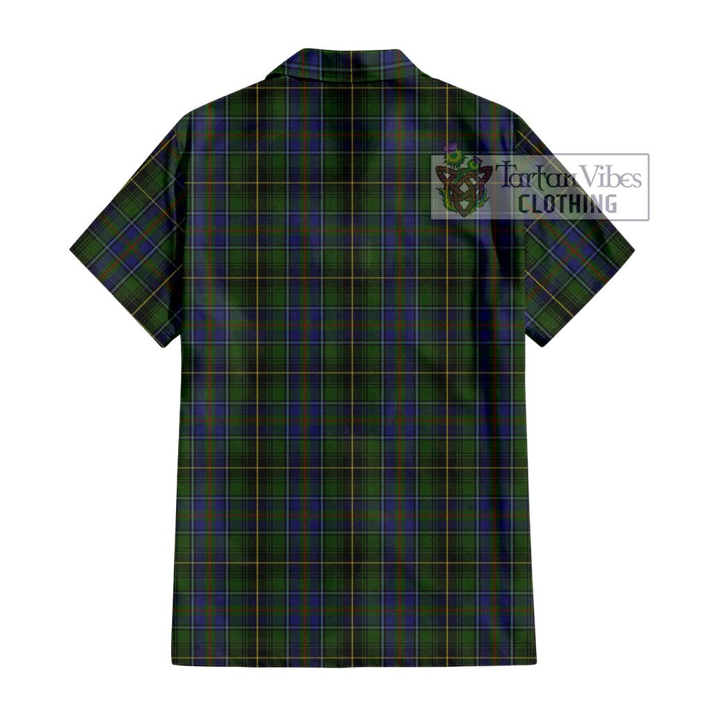 MacInnes (McInnes) Tartan Short Sleeve Button Shirt with Family Crest DNA In Me Style - Tartanvibesclothing Shop