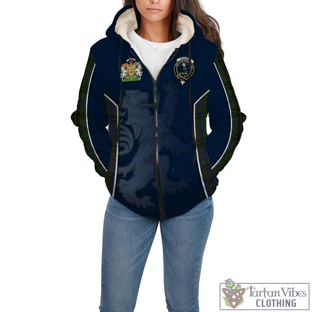 Tartan Vibes Clothing MacInnes Tartan Sherpa Hoodie with Family Crest and Lion Rampant Vibes Sport Style