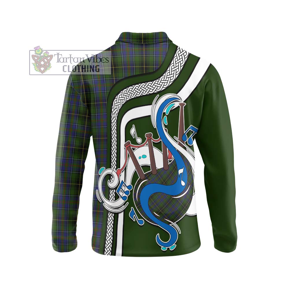 Tartan Vibes Clothing MacInnes Tartan Long Sleeve Polo Shirt with Epic Bagpipe Style