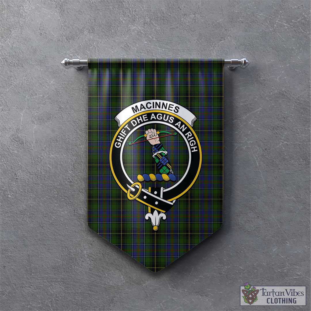 Tartan Vibes Clothing MacInnes Tartan Gonfalon, Tartan Banner with Family Crest