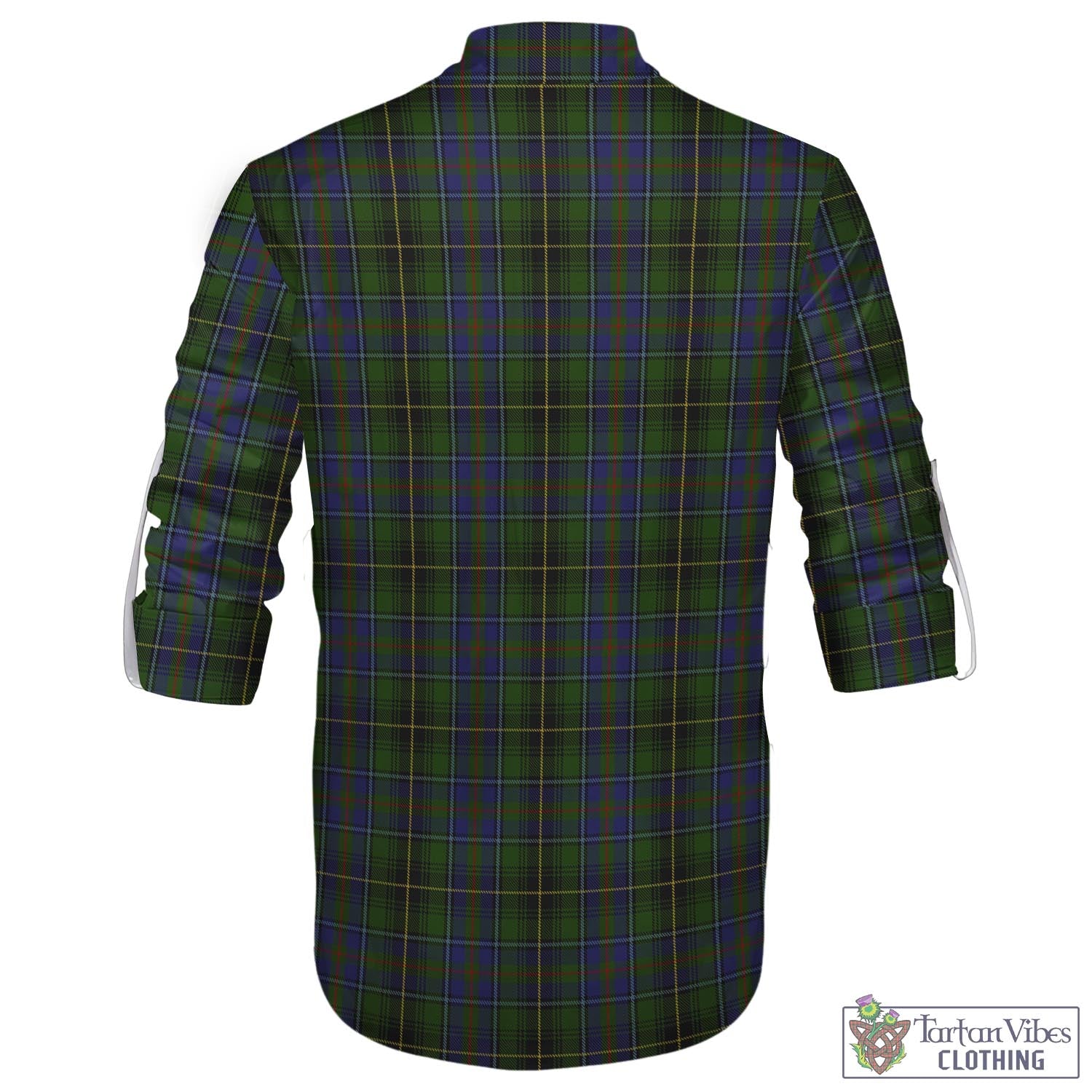 Tartan Vibes Clothing MacInnes Tartan Men's Scottish Traditional Jacobite Ghillie Kilt Shirt with Family Crest