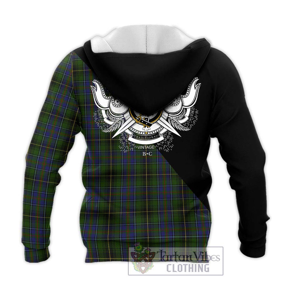 MacInnes (McInnes) Tartan Knitted Hoodie with Family Crest and Military Logo Style - Tartanvibesclothing Shop