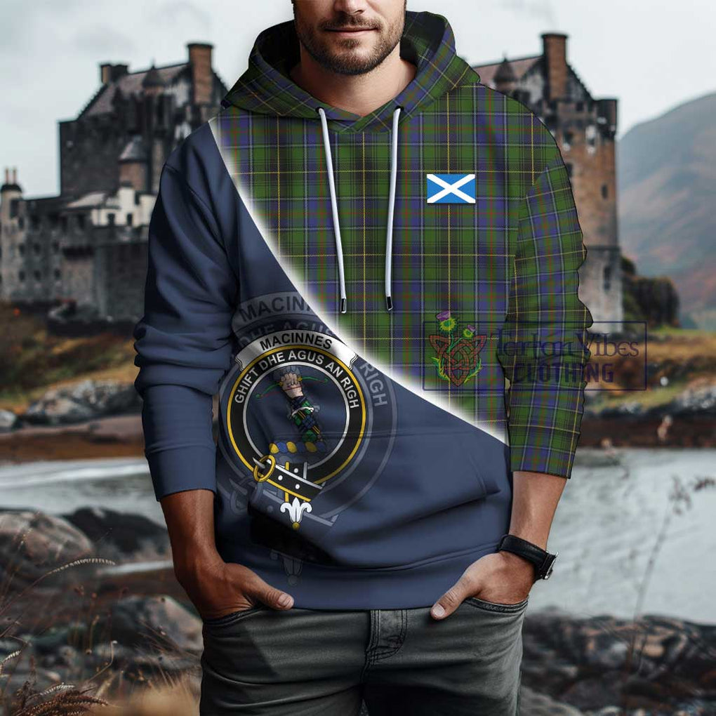 MacInnes (McInnes) Tartan Hoodie with Personalised National Flag and Family Crest Half Style - Tartanvibesclothing Shop