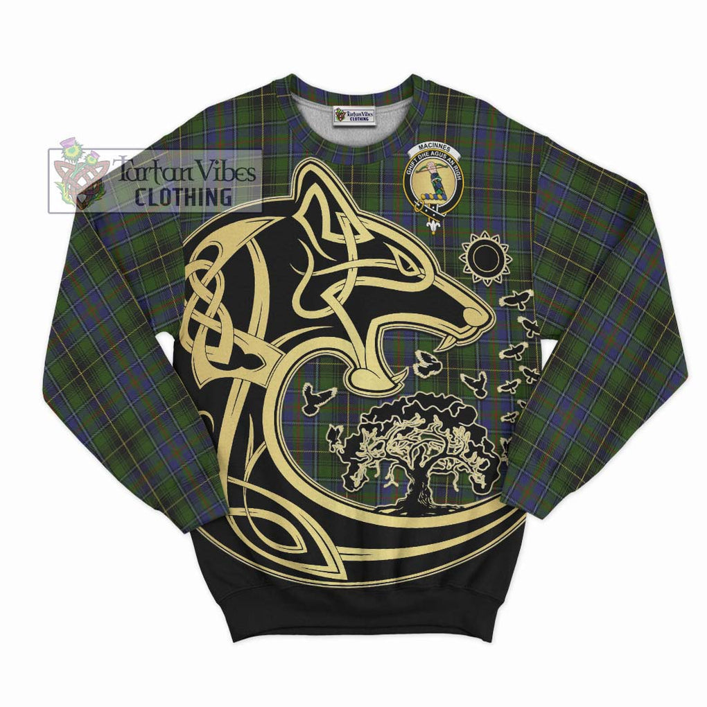 MacInnes (McInnes) Tartan Sweatshirt with Family Crest Celtic Wolf Style - Tartan Vibes Clothing