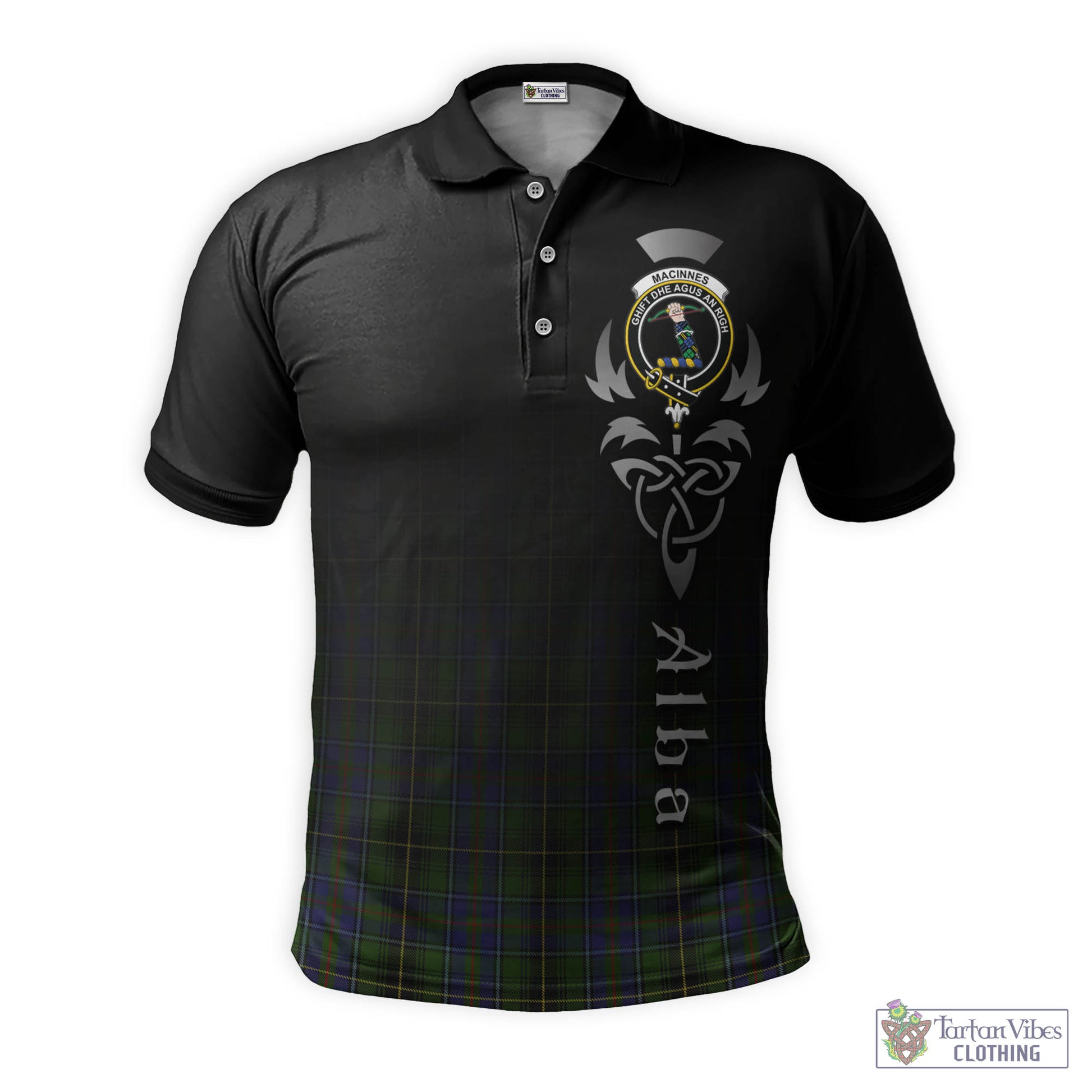 Tartan Vibes Clothing MacInnes Tartan Polo Shirt Featuring Alba Gu Brath Family Crest Celtic Inspired