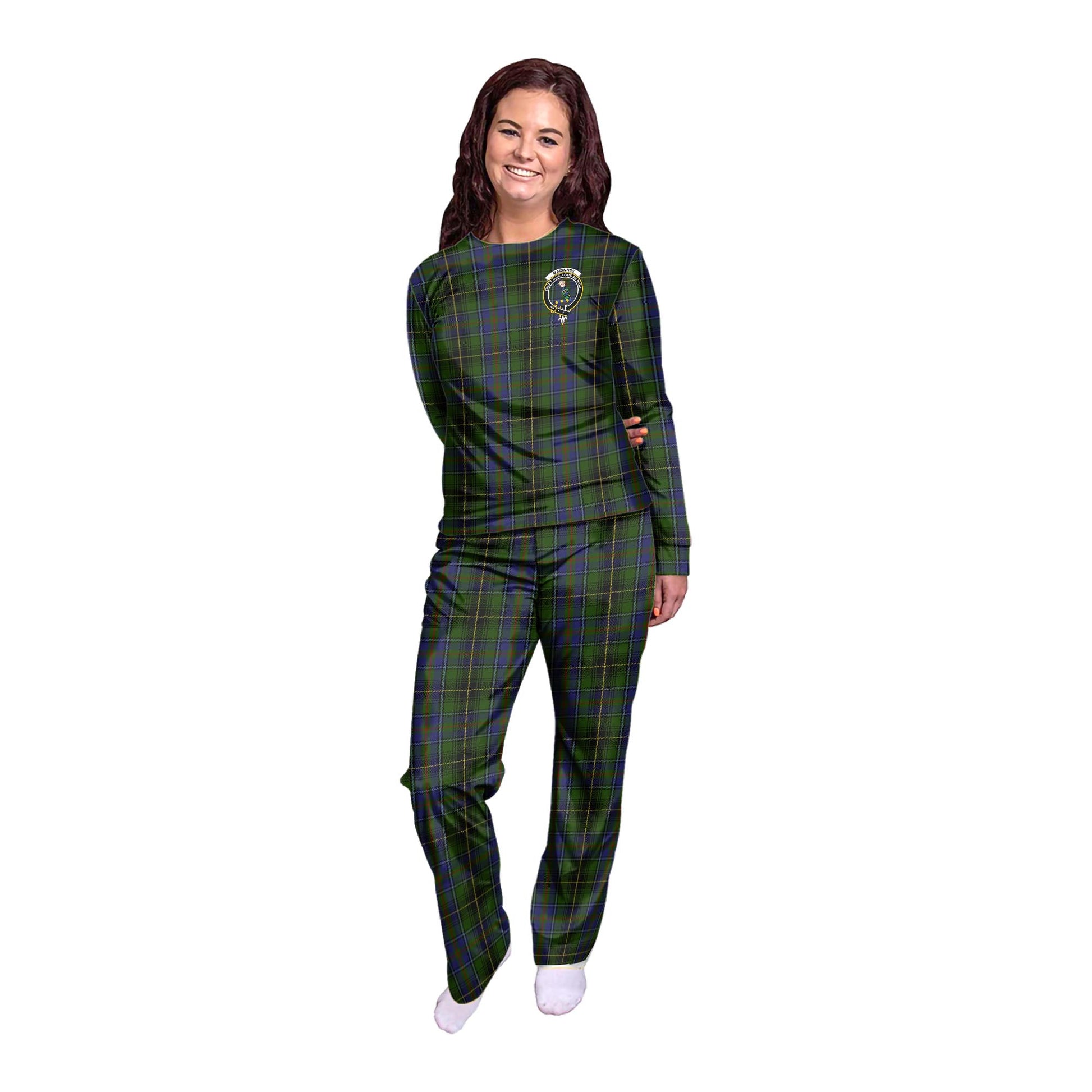 MacInnes Tartan Pajamas Family Set with Family Crest - Tartanvibesclothing