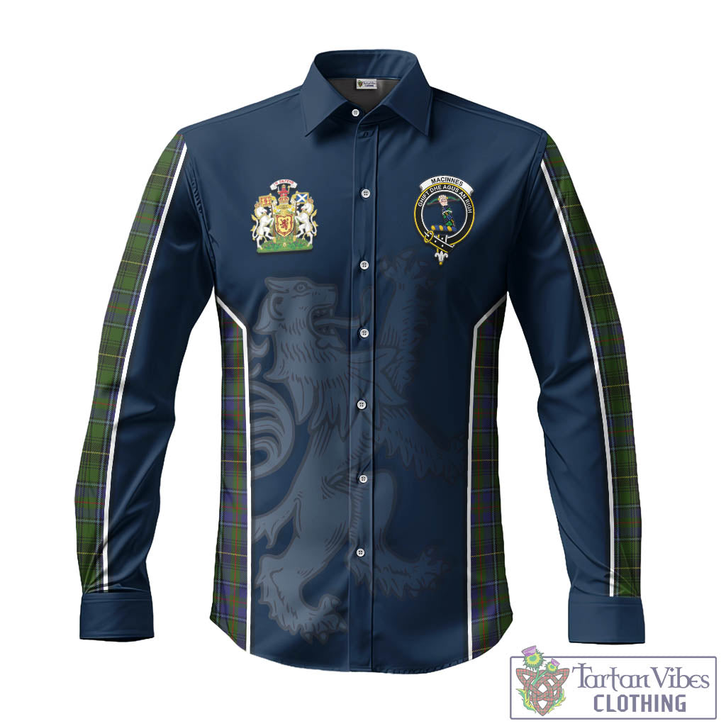 Tartan Vibes Clothing MacInnes Tartan Long Sleeve Button Up Shirt with Family Crest and Lion Rampant Vibes Sport Style