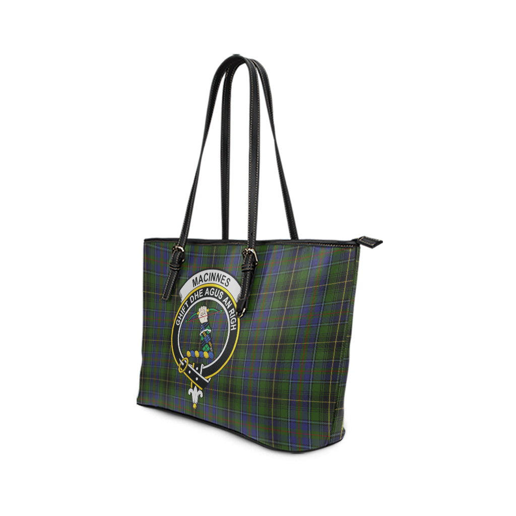 MacInnes (McInnes) Tartan Leather Tote Bag with Family Crest - Tartan Vibes Clothing