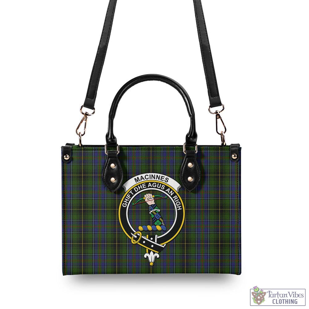 Tartan Vibes Clothing MacInnes Tartan Luxury Leather Handbags with Family Crest