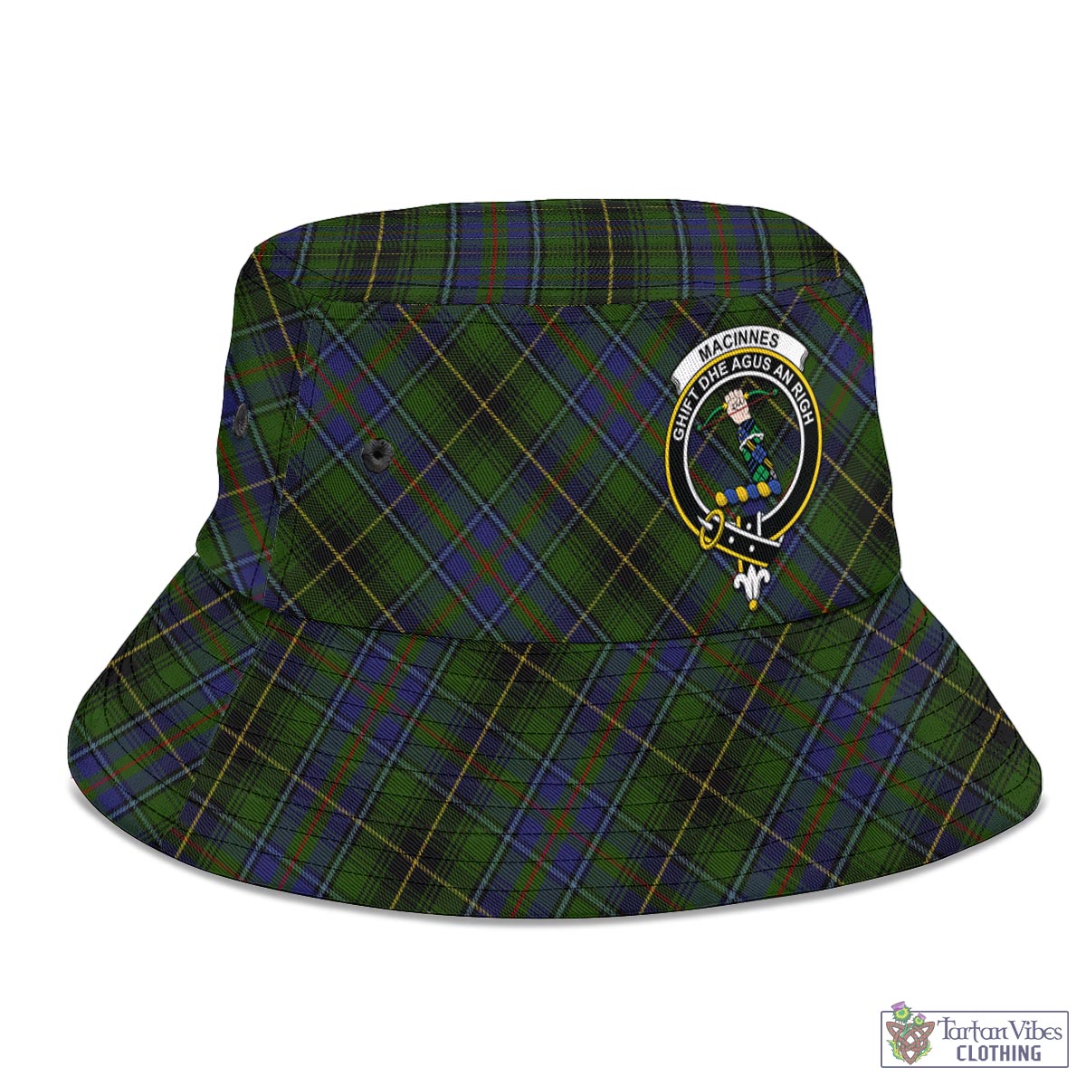 Tartan Vibes Clothing MacInnes Tartan Bucket Hat with Family Crest