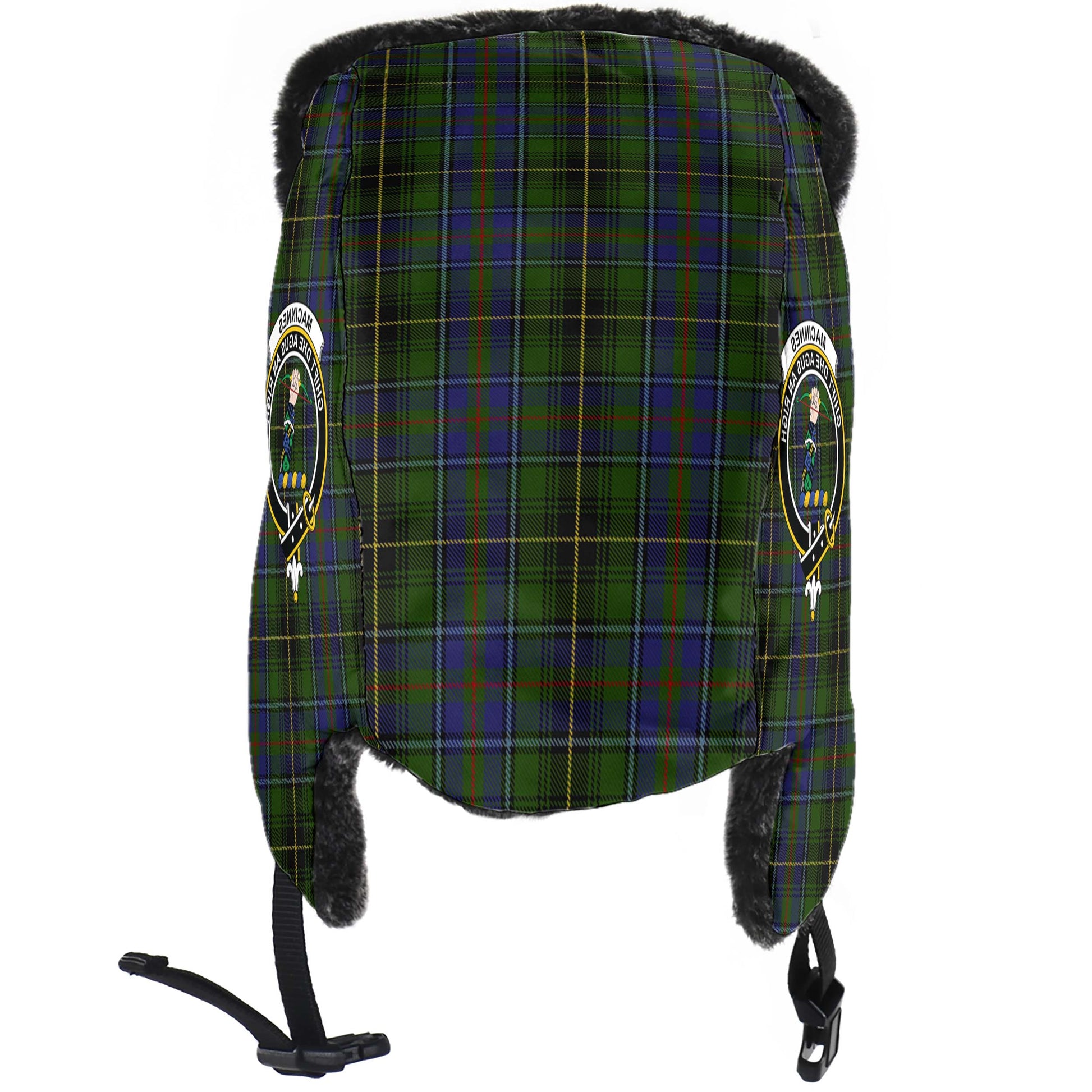 MacInnes Tartan Winter Trapper Hat with Family Crest - Tartanvibesclothing