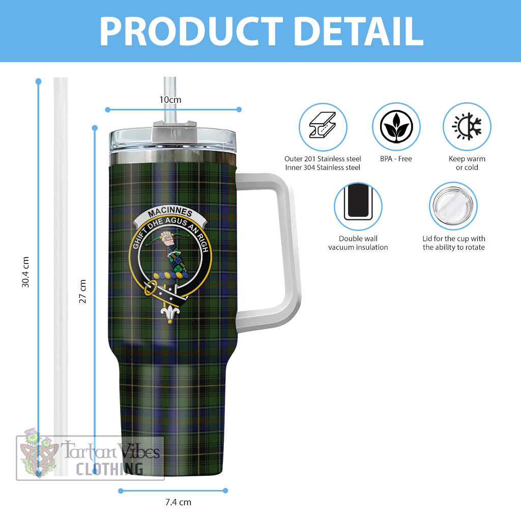 Tartan Vibes Clothing MacInnes Tartan and Family Crest Tumbler with Handle