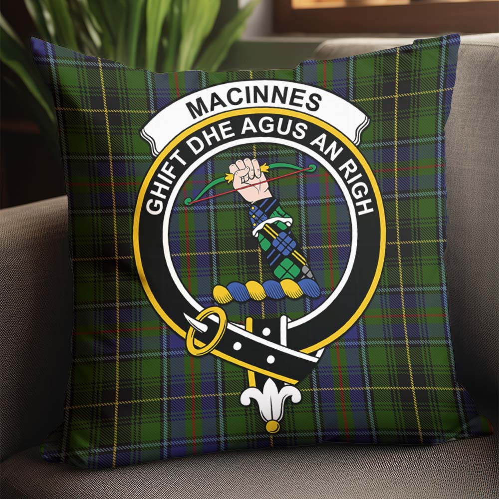 MacInnes Tartan Pillow Cover with Family Crest - Tartanvibesclothing