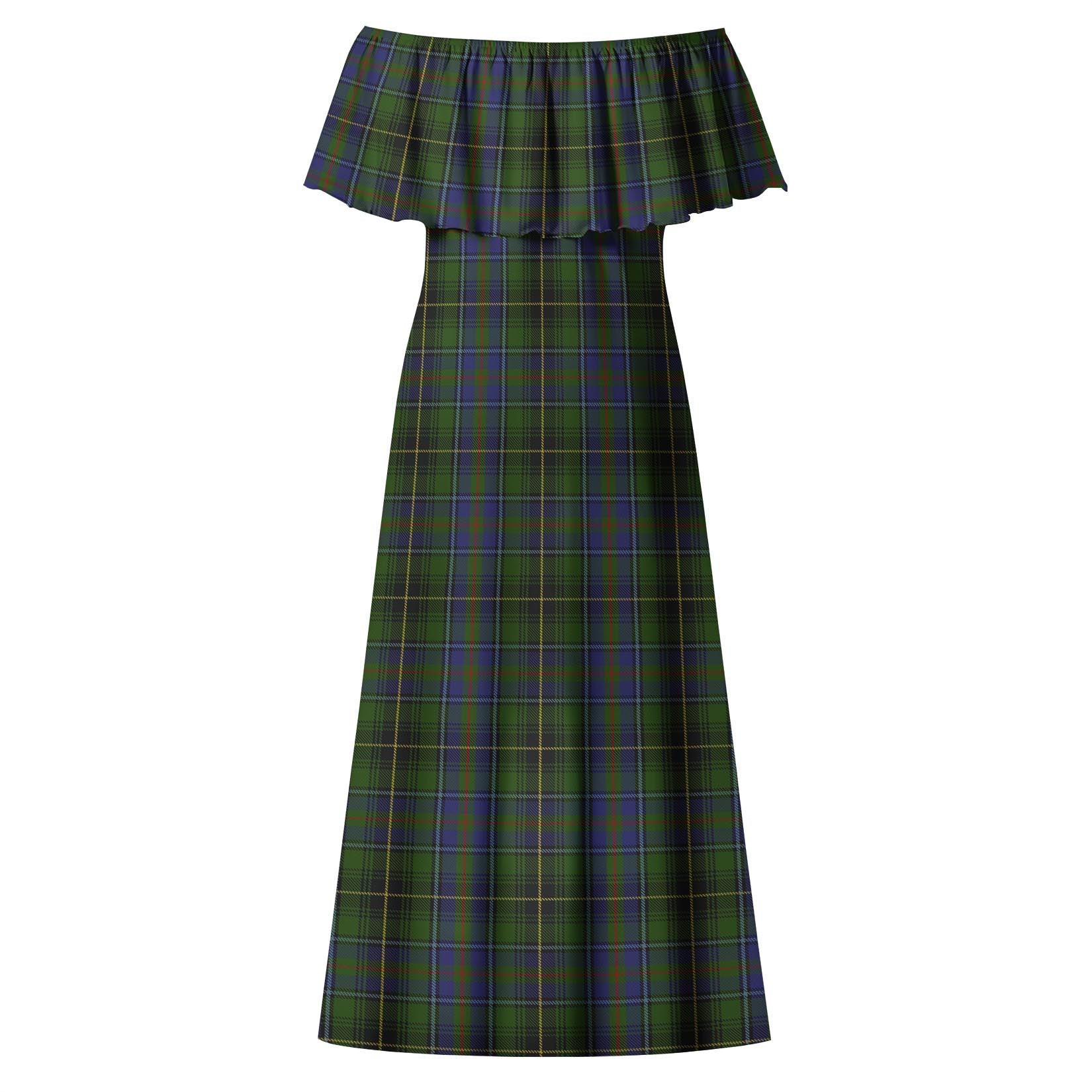 MacInnes Tartan Off Shoulder Long Dress - Tartanvibesclothing