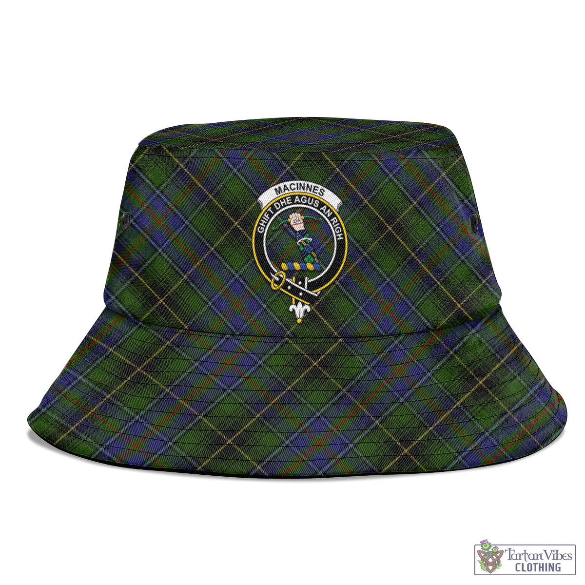 Tartan Vibes Clothing MacInnes Tartan Bucket Hat with Family Crest