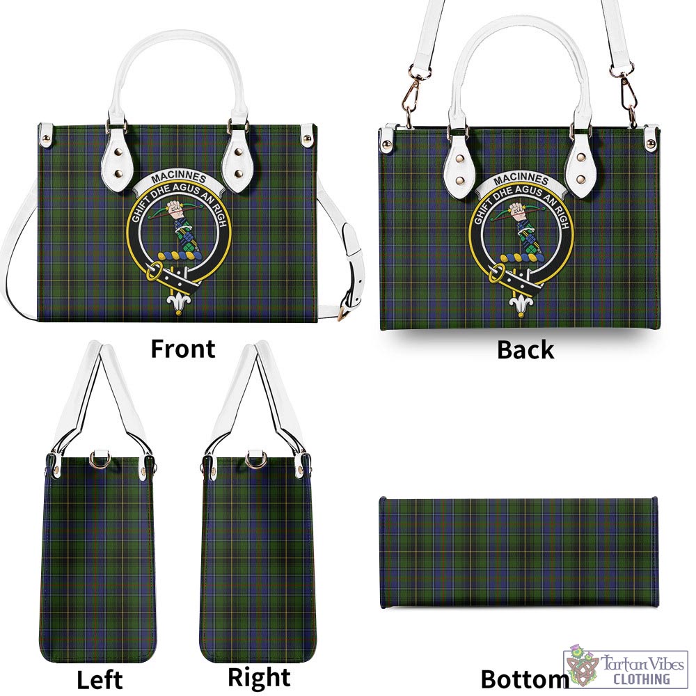 Tartan Vibes Clothing MacInnes Tartan Luxury Leather Handbags with Family Crest