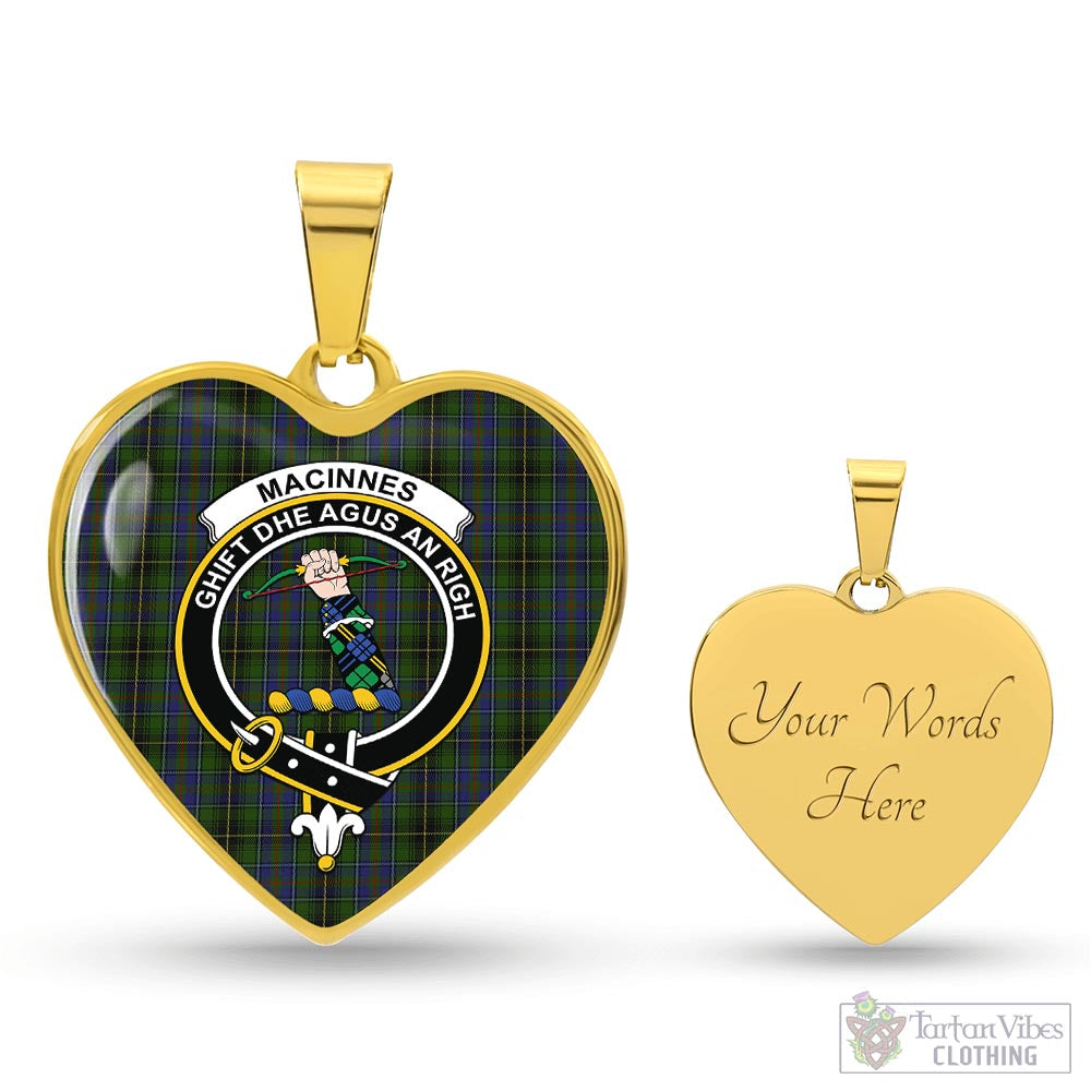 Tartan Vibes Clothing MacInnes Tartan Heart Necklace with Family Crest