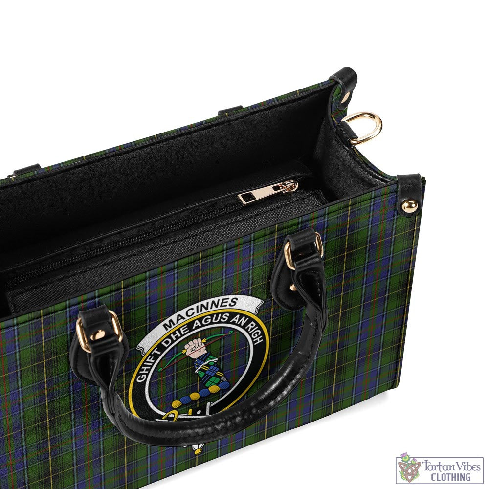 Tartan Vibes Clothing MacInnes Tartan Luxury Leather Handbags with Family Crest