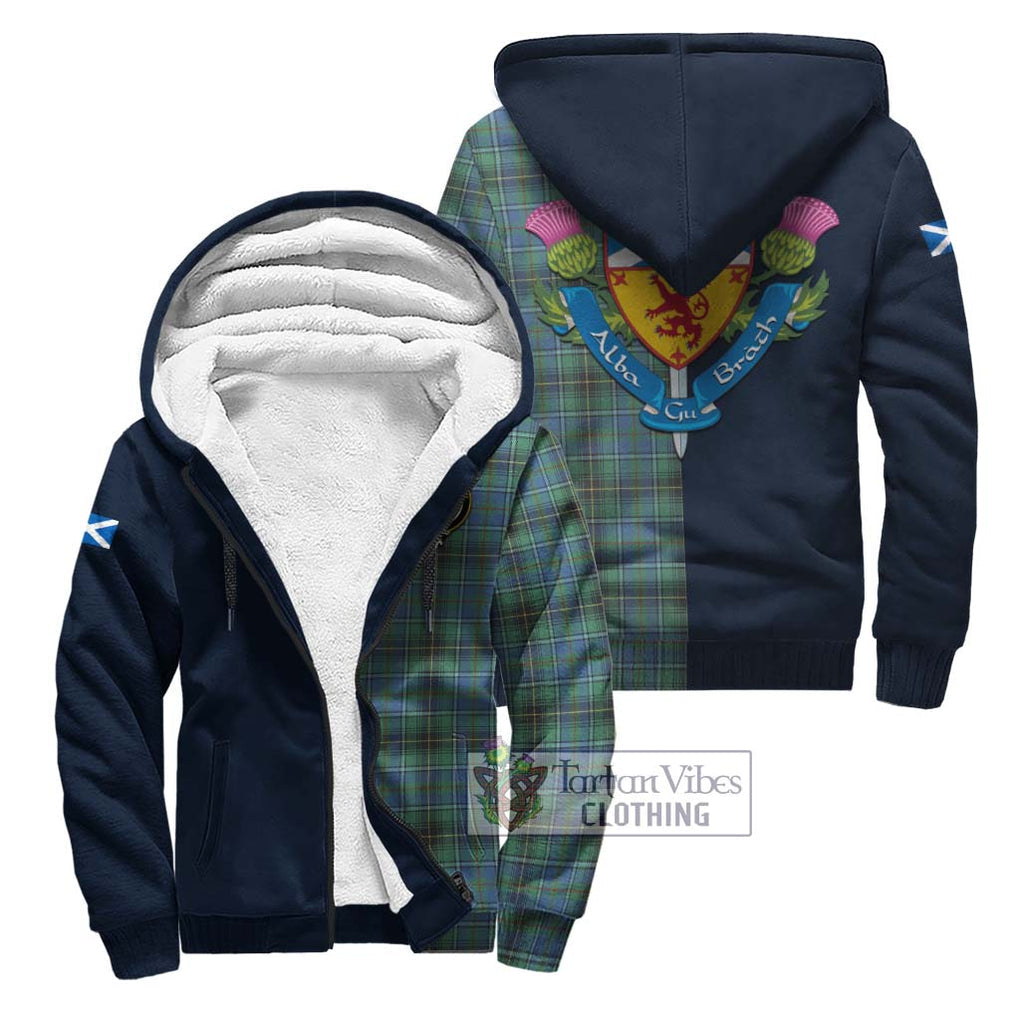 Tartan Vibes Clothing MacInnes Ancient Tartan Sherpa Hoodie with Scottish Lion Royal Arm Half Style