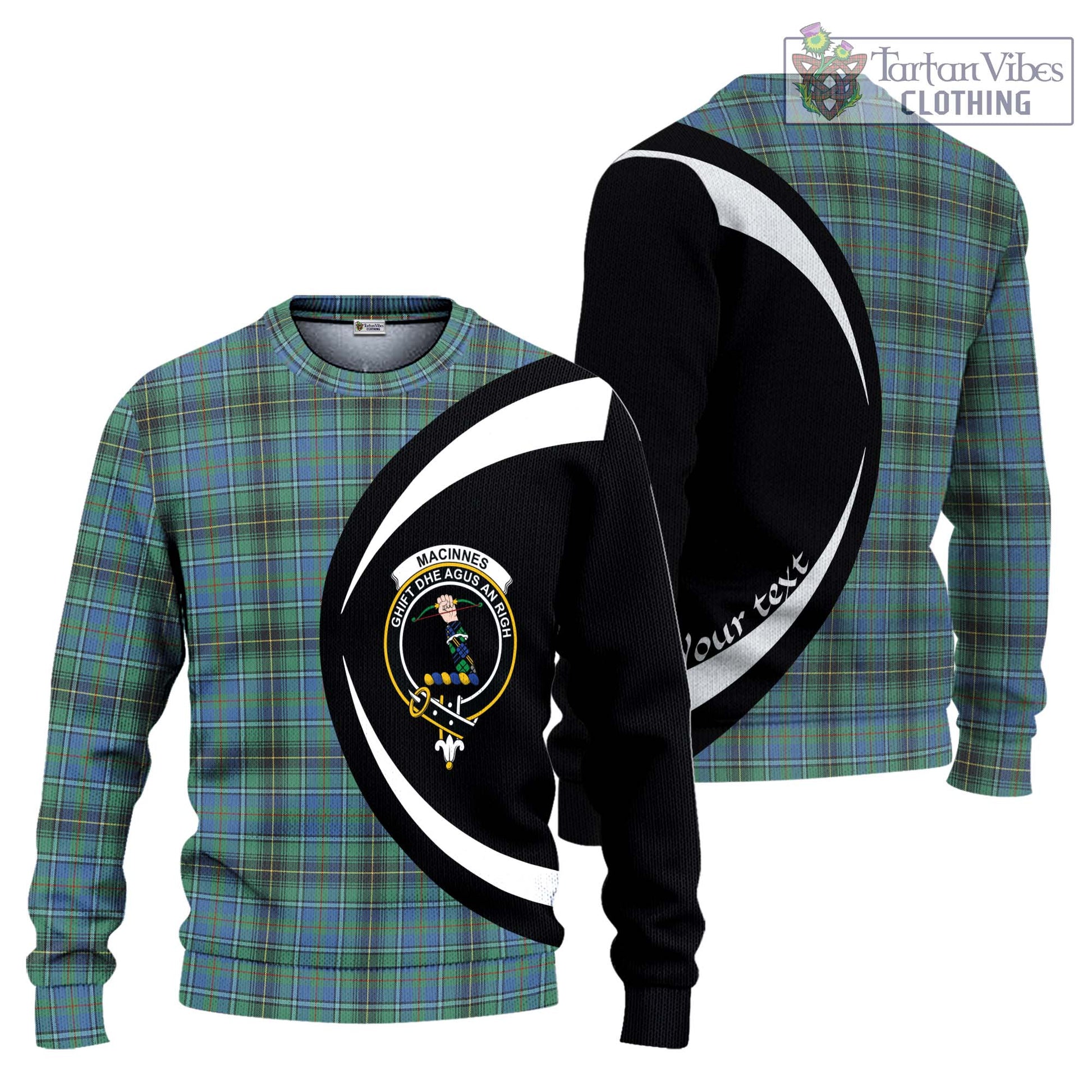 MacInnes Ancient Tartan Knitted Sweater with Family Crest Circle Style Unisex - Tartan Vibes Clothing