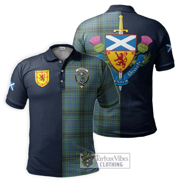 MacInnes Ancient Tartan Polo Shirt Alba with Scottish Lion Royal Arm Half Style