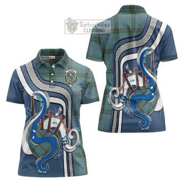 MacInnes Ancient Tartan Women's Polo Shirt with Epic Bagpipe Style