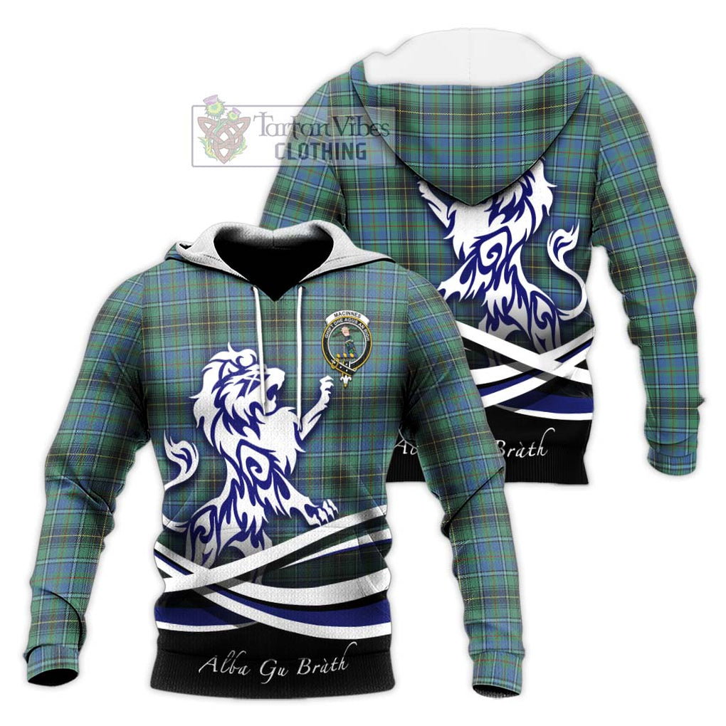 MacInnes Ancient Tartan Knitted Hoodie with Alba Gu Brath Regal Lion Emblem Unisex Knitted Pullover Hoodie - Tartanvibesclothing Shop