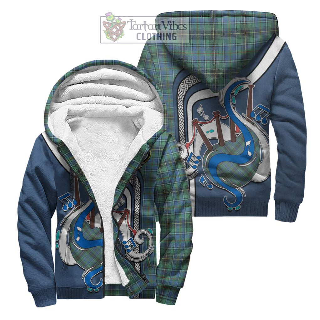 MacInnes Ancient Tartan Sherpa Hoodie with Epic Bagpipe Style Unisex S - Tartanvibesclothing Shop