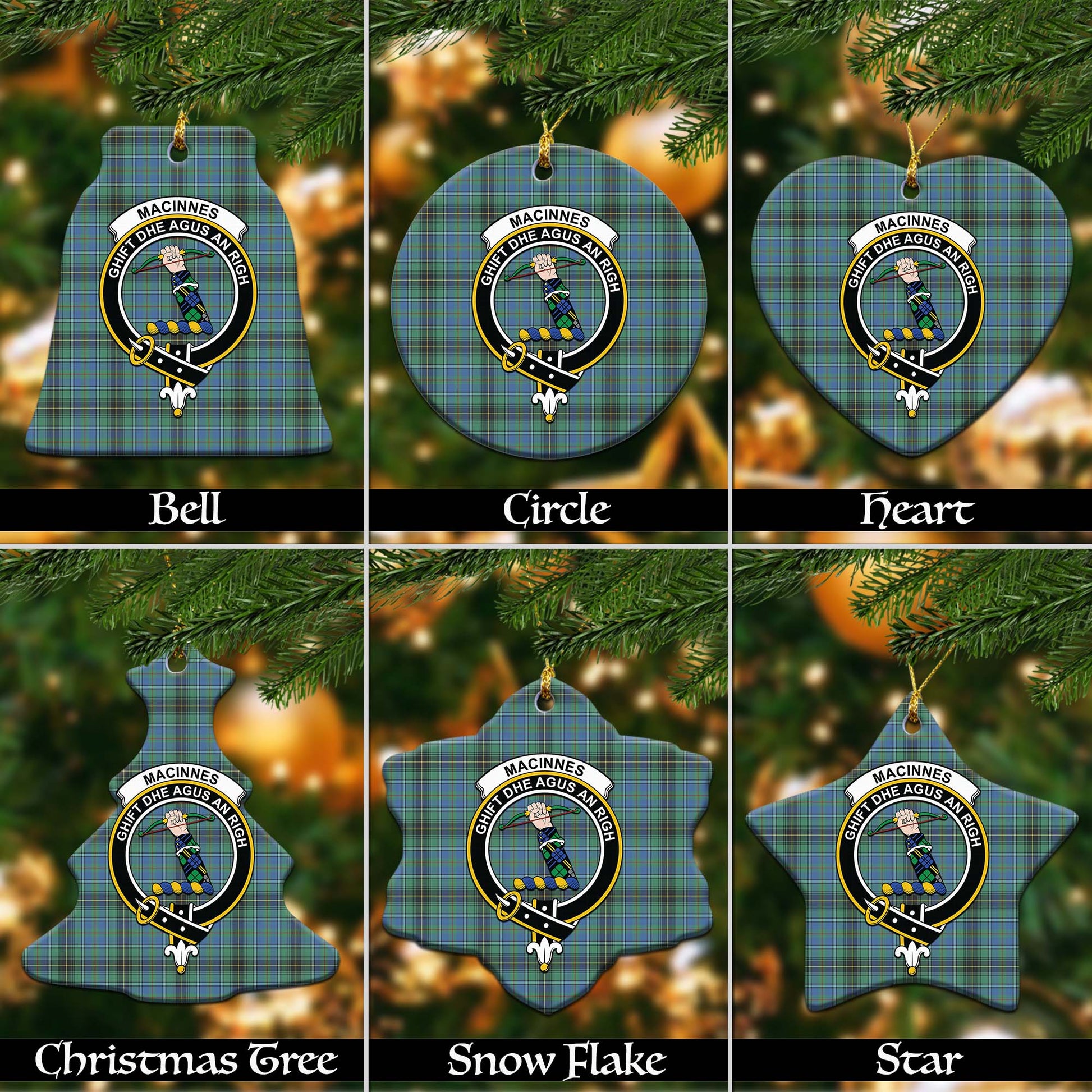 MacInnes Ancient Tartan Christmas Ornaments with Family Crest - Tartanvibesclothing