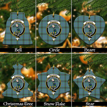 MacInnes Ancient Tartan Christmas Ceramic Ornaments with Family Crest